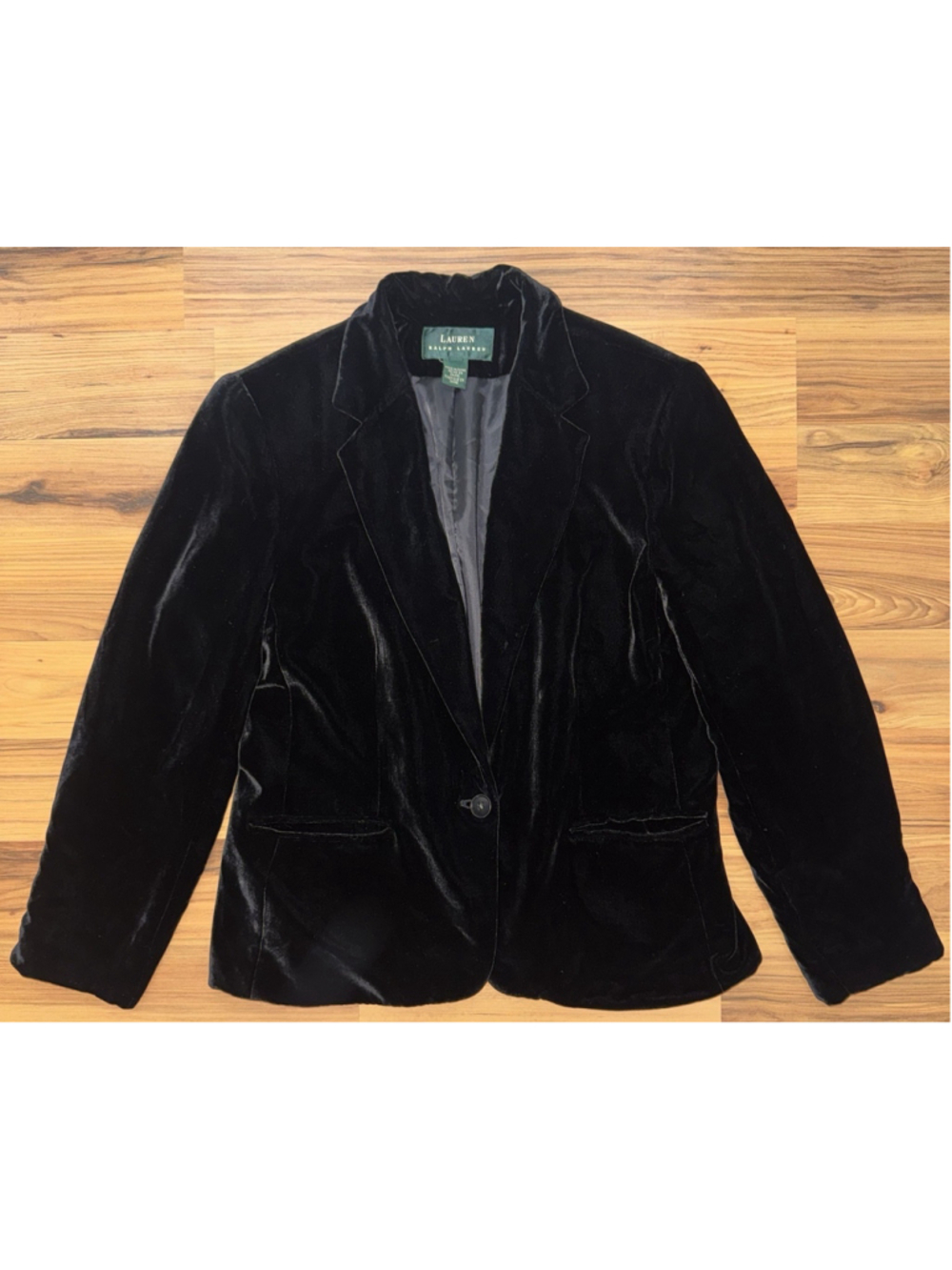 LRL Ralph Lauren Black Velvet Blazer Dark Academia Preppy Luxe Old Money Sz 12
